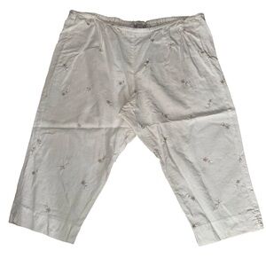 Maggie McNaughton 100% Linen Embroidered Capri Crop Pants 2X Beige *See Details